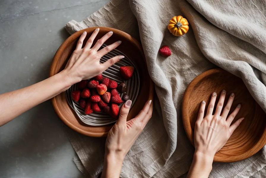iPad con el curso de fresas con chocolate abierto sobre la mesada, junto a los utensilios de templado.