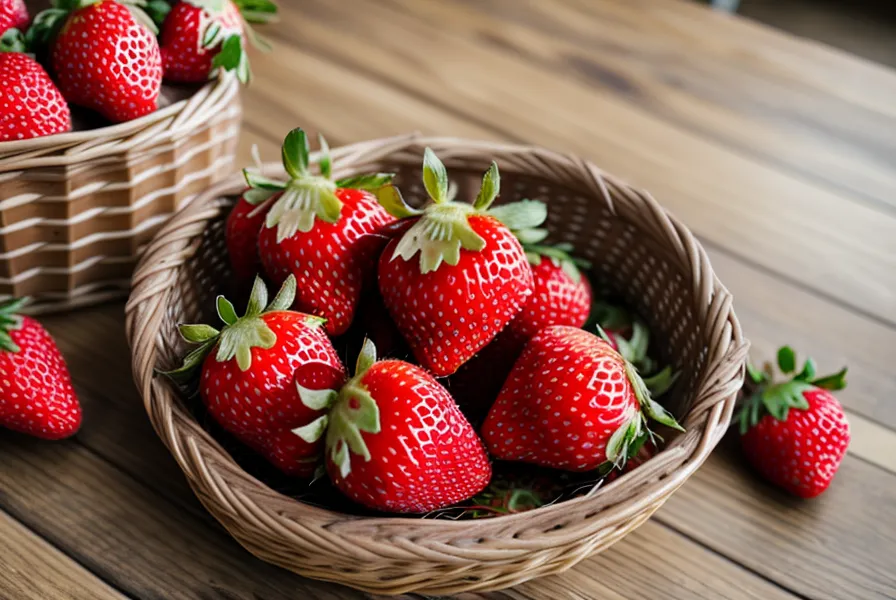 Fresas frescas del Mercado San Miguel secándose sobre un paño de cocina.