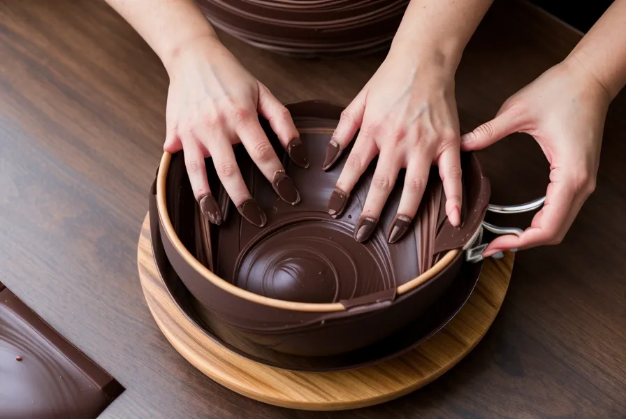 Bandeja de bombones artesanales terminados con distintos colores de manteca de cacao, listos para un domingo en Salta