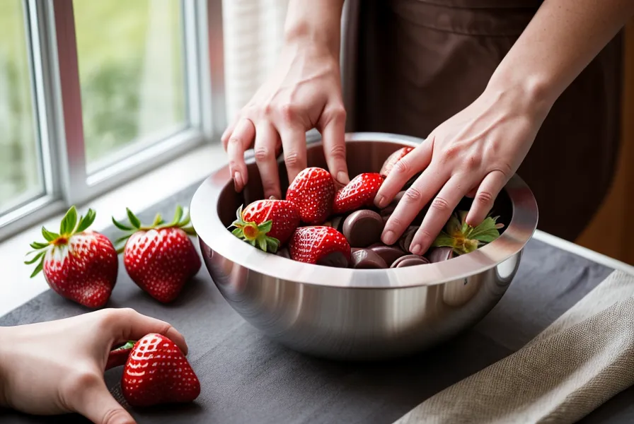 Termómetro digital de cocina usado para templar el chocolate antes de bañar las fresas