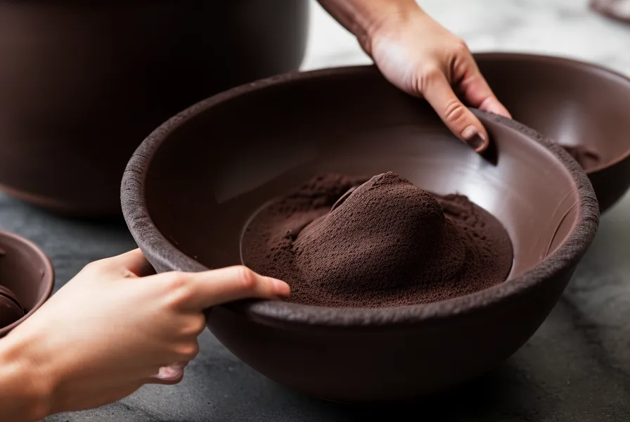 iPad mostrando un módulo de curso de chocolatería junto a un bowl y termómetro digital.
