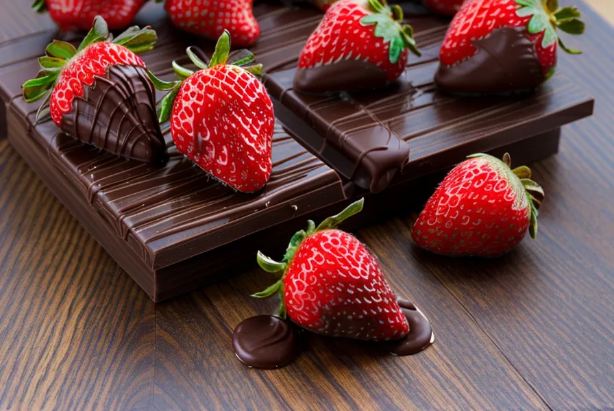 plato final de fresas con chocolate con acabado brillante y seco